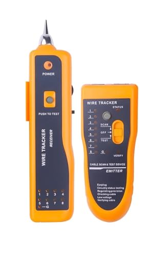 Comprobador de cables de red LAN Cat5 Cat6 RJ45 UTP STP Buscador de líneas Rastreador de cables telefónicos Diagnóstico de distancia de tono Comprobador de cables(Yellow)