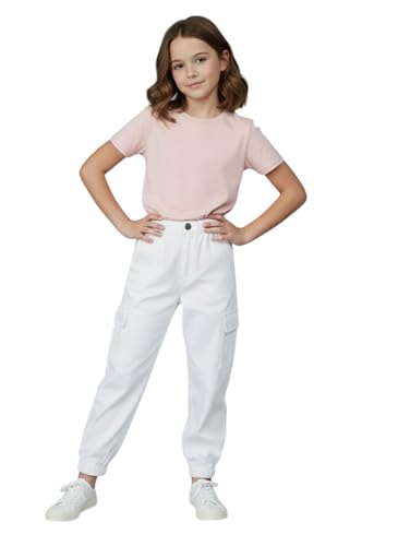 Image of Amazon Brand - Jam & Honey Girls Cotton Rich Jogger Jeans | Elasticated Waistband Cargo Jean | Jeggings | Age 2-13 Years