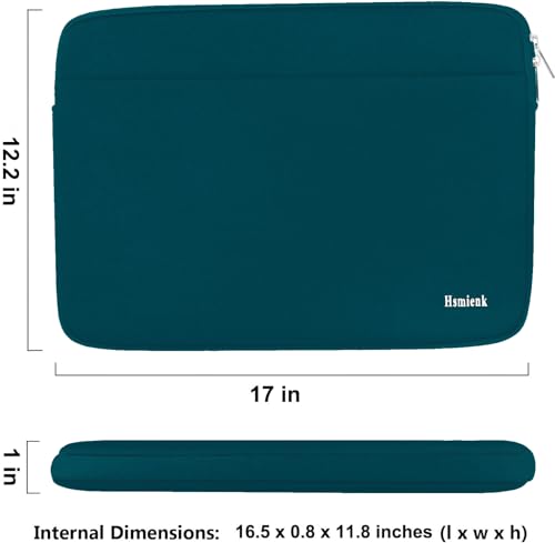 Image of Laptop Sleeve Case 17 Inch, Shockproof Protective Notebook Case with Accessory Pocket, Briefcase Carrying Bag Compatible with 17-17.3 Inch Laptop, Computer, Notebook, Cyan Color