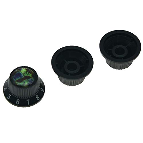 Kaish Set Of 3 Plastic Push On Fit Abalone Top St Strat Knobs Guitar/Bass Control Knobs For Metic 5.8Mm 18 Splines Split Shaft Pots Black #TOP3