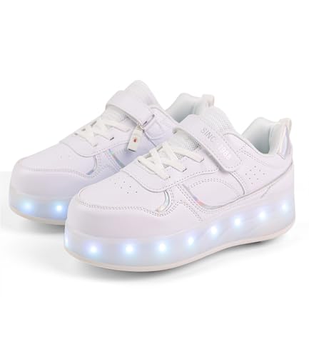 FANSU Scarpe con Rotelle Bambino Bambina con LED Brillantini Luci,