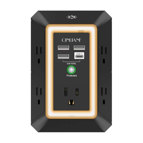 Image of Wall Charger, Surge Protector, QINLIANF 5 Outlet Extender with 4 USB Ports