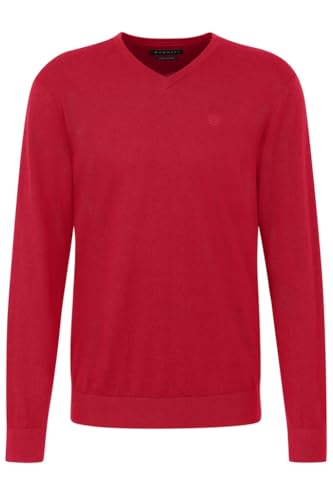 Pull à col en V coupe droite rouge Bugatti XL douceur maille