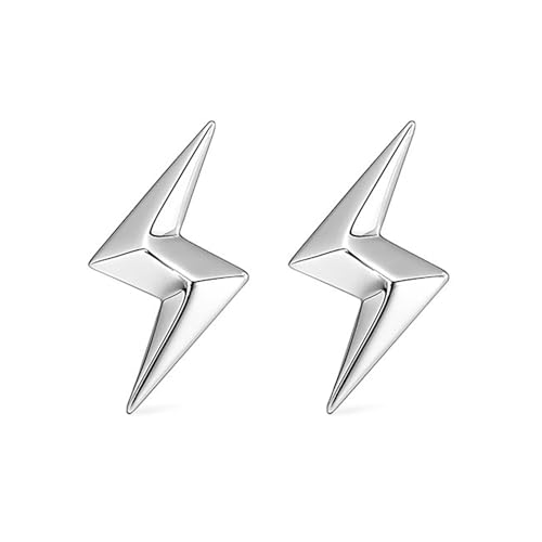 Reffeer Solid 925 Sterling Silver Lightning Earrings Stud for Women Teens Lightning Bolt Studs Earrings Minimalist Post Stud Earrings