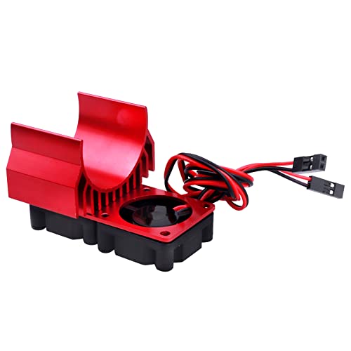 Hobbypark Aluminum 540 Motor Heat Sink W/Cooling Twin Fans Fit 550 3650 Size Brushless Engine Motor For 1/10 Rc Car Truck Buggy Crawler (Red) #TOP1
