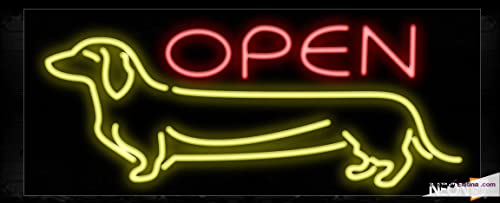Real Neon Led Tubes Open With Dog Picture Sign Handmade Lamp Neon Signs For Wall Decor PVC 14"x17"