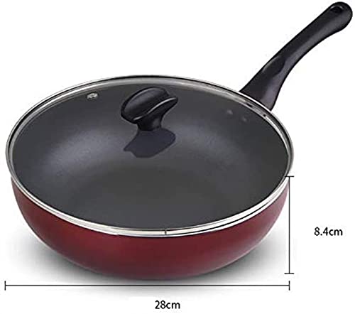 Wok Pan, Wok antiadherente con tapa, fondo plano, aluminio fundido miniatura 5