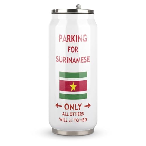 Parking for Surinamese Only All Others Will Be Towed Cup Gobelet de voyage en acier inoxydable avec couvercle et paille - Garde les boissons froides et chaudes - 500 ml