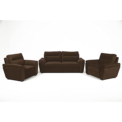 Image of Wakefit Sofa Set | 3 Year Warranty | Sofa 5 Seater, 5 Seater Sofa for Living Room, Wooden Sofa Set, Sofa Set 3+1+1 Seater - Lounger(Malphino : Dark Earth)
