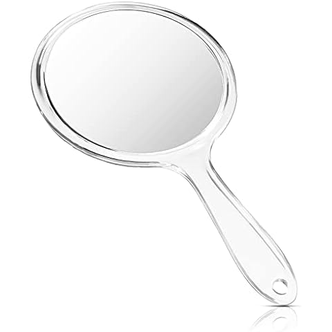 Jetec Handspiegel mit Griff Doppelseitiger Handspiegel 1X/3X Vergrößerung Spiegel Kosmetikspiegel Schminkspiegel Mehrzweck Spiegel Runde Form für Tägliche Make-up Damen (Transparent) Cover