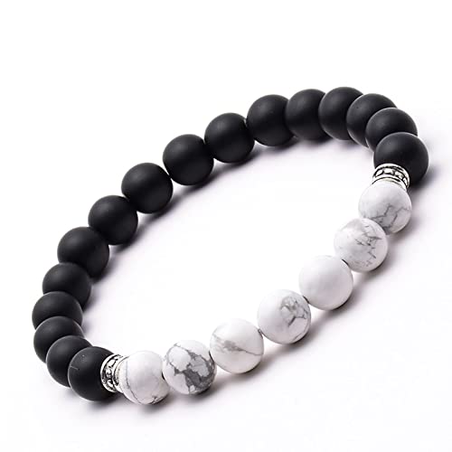 Pulseras de cuentas de lava pequeñas, pulsera negra de piedra de lava esmerilada de 8 mm, pulsera de cuentas de madera, pulseras de cuentas unisex, regalos para mamá, 19CMx8MM, Madera Piedra, Roca de