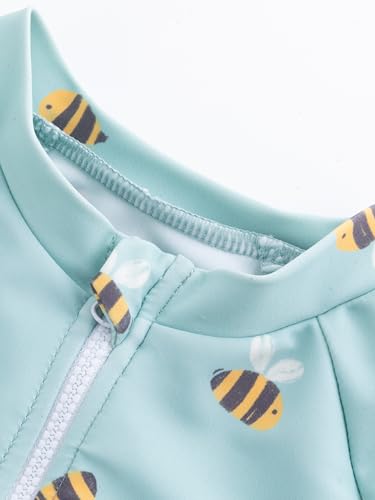 LIZENS Girls' One-Piece Swimwear Rash Guard Swimsuit Zipper Bathing Suits Long Sleeve Ruffle Girl Full Cover Flower Print3