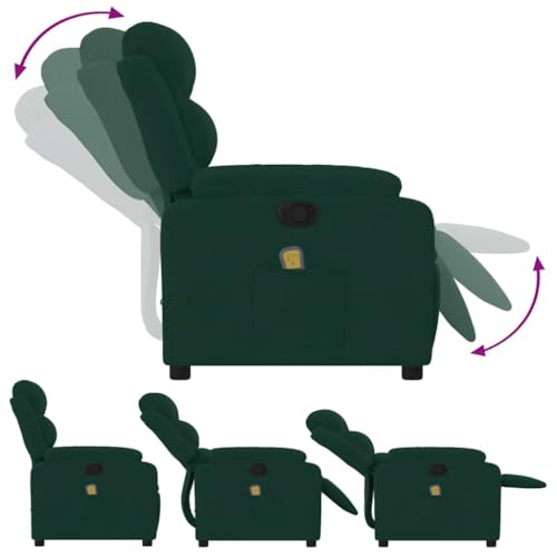Sillón reclinable masaje terciopelo verde oscuro miniatura 6