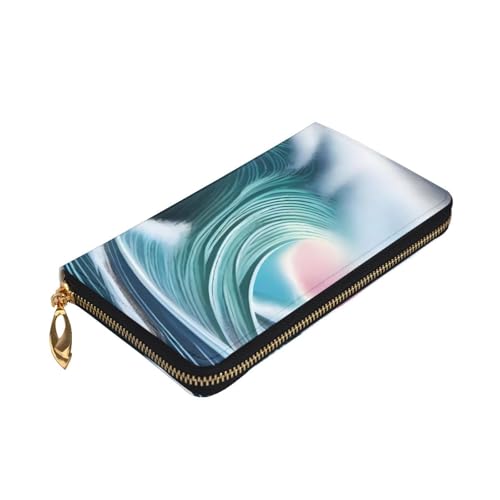 vast Tsunami Prints Leather Long Clutch Wallet for Fashionable Girls and Women - Durable, Stylish, and Functional, Black, One Size3