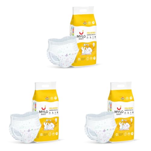 Image of Mylo Baby Diaper Pants Newborn (NB) Size Upto 5 kg Babies Leak Proof | Lightweight | Rash Free | Upto 12 Hours Protection | ADL Technology | with Zinc Oxide Layer (New Born Pants, 78, count)