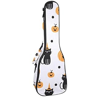 Housse pour ukulélé – Chats noirs et citrouille – Rembourrage en éponge de 10 mm d’épaisseur – 53,3 cm – Avec sangles… - Les Beatles, Paul McCartney, John Lennon, RIngo Starr, George Harrison