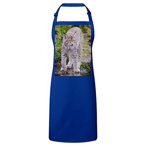 Tablier premium bleu grand lynx au design nature et finitions soignées