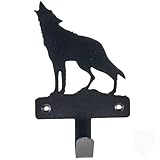 5 STAR SUPER DEALS Wall Mounted Coat Hook – Rustic Wolf Silhouette in Matte Black for Entryway or Cabin Decor