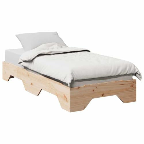 vidaXL Cadre de lit sans Matelas empilable 90x190 cm Bois Massif, lit empilable, Meuble de Chambre, lit en Bois, lit Simple empilable, sommier