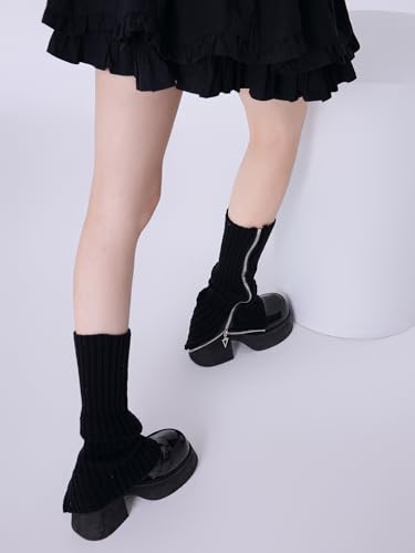 Leg Warmer Personalized Warmth Zipper Knitted Leg Socks Y2K Cool Spicy Girls' Calf Cover3