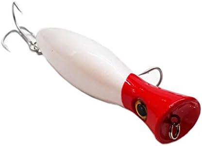 Fishing Lures Large Top Water Popper 4.75 in1.5 oz Lure Artificial Seal Lure 3D Eyes Hard Popper with Hooks and Ring for Saltwater Offshore, Surf Fishing, Bass, Bluefish (RED Head)