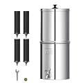 AQUA CREST Gravity Water Filter System, Reduce Lead and Up to 99% Chlorine, 2.25G, with 4 Black Carbon Water Filters.
