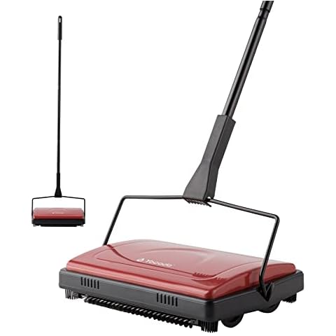 Yocada Carpet Sweeper Cleaner for Home Office Low Carpets Rugs Undercoat Carpets Pet Hair Dust Scraps Paper Small Rubbish Cleaning with a Brush Dark Red Cover