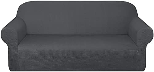 Granbest Thick Sofa Covers for 3 Cushion Couch Stylish Pattern Couch Covers for Sofa Stretch Jacquard Sofa Slipcover for Living Room Dog Pet Furniture Protector (Large, Gray)