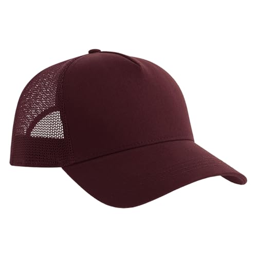 Image of Atlantis Rapper 5 Panel Cotton Sustainable Trucker Cap (One Size) (Burgundy/Stone)