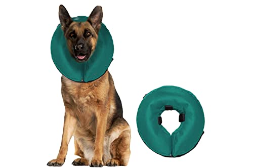Image of ZenPet Protective Inflatable Recovery Collar for Dogs and Cats (Teal) - Soft Pet Cone Does Not Block Vision E-Collar - Designed to Prevent Pets from Touching Stitches, Wounds and Rashes (XL)