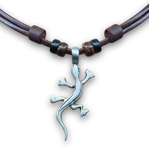 HANA LIMA Surferkette Lederkette Geckokette Halskette Herren Damen Metallanhänger