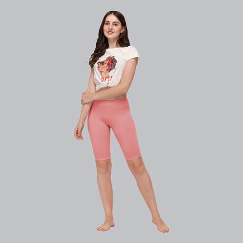 Image of SOIE Women's Mid Rise Soft Polyamide Spandex Knee Length Cycling Shorts
