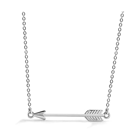 Chic 925 Sterling Silver Cupid's Arrow Pendant Necklace Women & Girlr Dainty Arrow Initial Choker Silver/Gold Fine Jewelry Gift For Her, Sterling Silver, No Gemstone Cover
