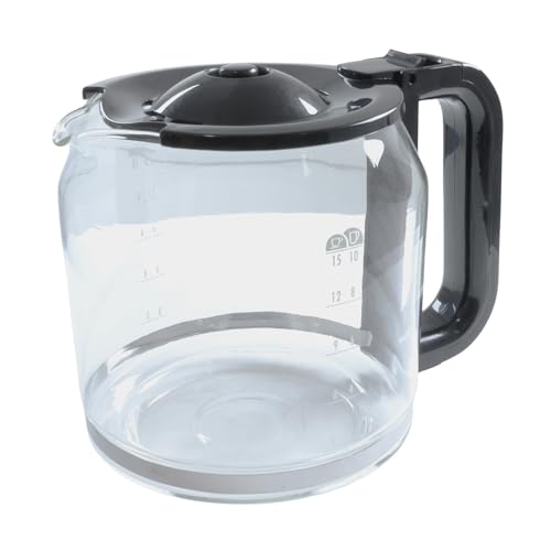 Reliapart Replacement Coffee Machine Glass Carafe Jug with Lid Compatible for De’Longhi ICM15210 ICM15210.1 Series 1.25L Ergonomic Handle Drip-Free Spout Heat-Resistant Construction SX1043