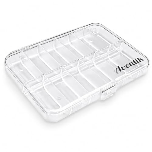 Aventik Clear Polycarbonate Fly Fishing Fly Box Hook Box Multi-compartment Pocket Size 7.52X5.24X1.08inch Fishing Tackle(12C)