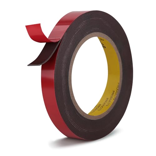 Image of 3M Double Sided Tape, Heavy Duty, 0.5 inch x 13.8Ft, 4611, Gray | Heavy Duty, Acrylic Permanent Adhesive, Waterproof Foam Tape for Home Office, Deco Automotive Metal Glass Bonding
