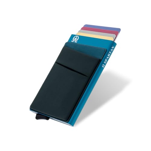 RE® Tarjetero para Hombre con Capacidad de 6 a 8 Tarjetas | Tarjetero Metálico RFID | Cartera Minimalista de Aluminio | Portatarjetas Compacto y Seguro