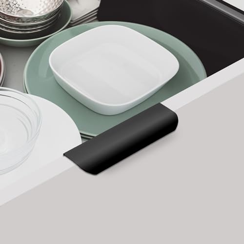 Malimali 10 Pack Black Finger Edge Pulls for Cabinets 4.72" Drawer Pulls Kitchen Cabinet Handles Modern Aluminum Concealed Tab Pulls for Closet Door, Matte Black