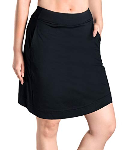 Yogipace Women's 4 Pockets UV Protection 17" Long Tennis Running Skirt Athletic Golf