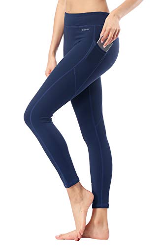 Dragon Fit Pockets Compression Yoga Pants Tummy Control 4 Way Stretch Workout Running Yoga Leggings Non See-Through (Small, Pockets-pants12-Blue)