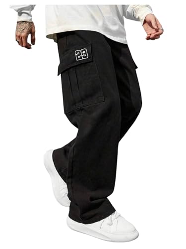 SOLY HUX Men's Drawstring Elastic Waist Cargo Pants Straight Leg Baggy Sweatpants Streetwear