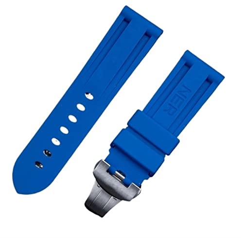 Bracelet de montre en caoutchouc 24mm bleu ciel pour style estival