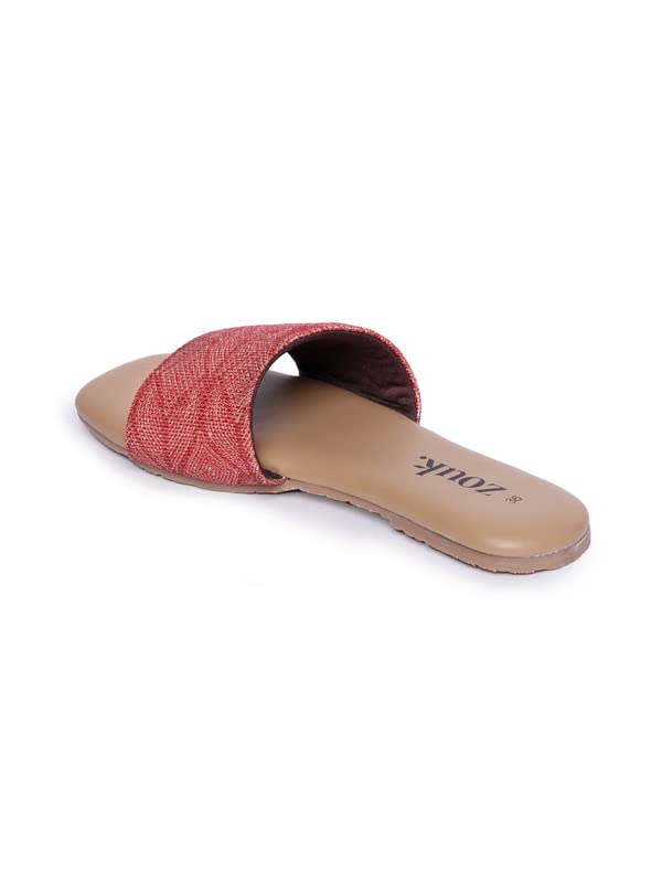 Image of ZOUK Womens Shimla Freesia Casual Flats RedFlat Sandal