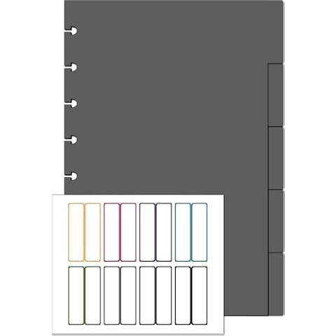 Eleven Discs Junior Poly Tab Dividers for Discbound Notebooks fits Circa, Arc, TUL (Black Semi-Transparent, Set of 5) Cover