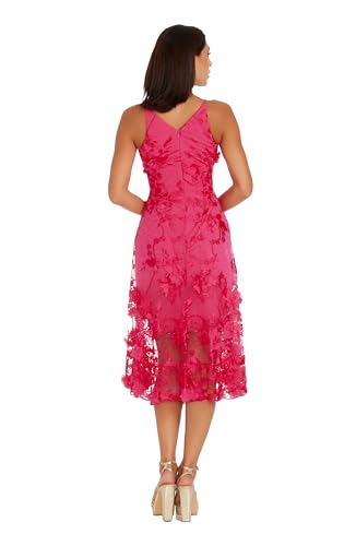 Image of Dress The Population Womens Audrey Spaghetti Strap Midi A-line 3D Floral Dress