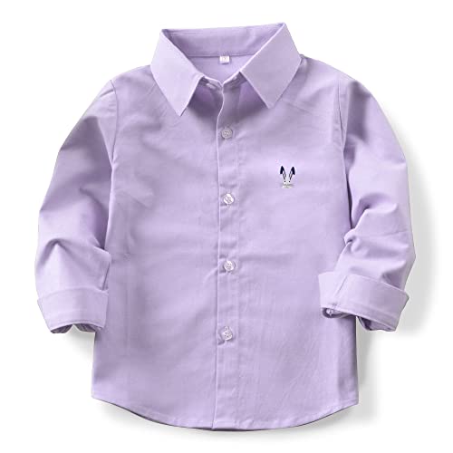 Image of OCHENTA Boys' Long Sleeve Button Down Cute Rabbit Casual Dress Easter Shirt