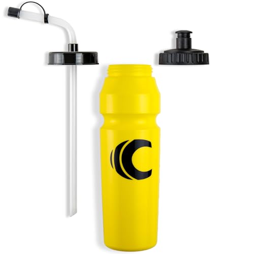 Image of Cannon Sports 1 Liter Sports Water Bottle, BPA-Free, 34 Oz Capacity, Large Mouth, 2 lids (Straw and Squeeze), Great For Helmet Sports Such As Hockey, Lacrosse, Football, Boxing (Yellow)
