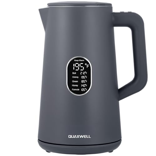 QUAXWELL 1.5L Electric Kettle Stainless Steel, Double Wall Cool Touch