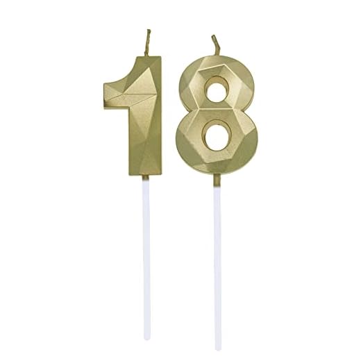 Velas de Cumpleaños Número 1 y 8, Vela para 18 Años Cumpleaños, Decoracion Tartas Cumpleaños Toppers de Pastel Decorativo, para Fiesta de Cumpleaños y Celebración del 81 Aniversario de Bodas, Oro