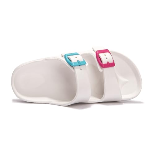 Image of FUNKYMONKEY Kids EVA Slides Waterproof Slip-on Pool Sandals for Boys Girls | Lightweight Plastic Sandals with Adjustable Double Buckle, Boys Girls Comfortable Non-slip Summer Shoes for Beach, Daily Wear